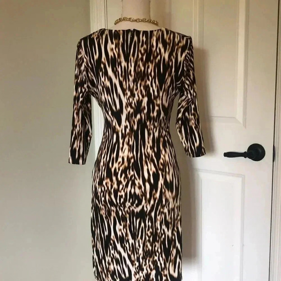 Dana Buchman brown tiger striped mod dress size 6 - Picture 6 of 15